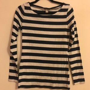 Banana Republic Navy and Cream Striped tee